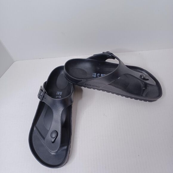 Birkenstock Sandals Womens 8 Black Gizeh EVA Thong Made in Germany Beachy Resort - Picture 1 of 12
